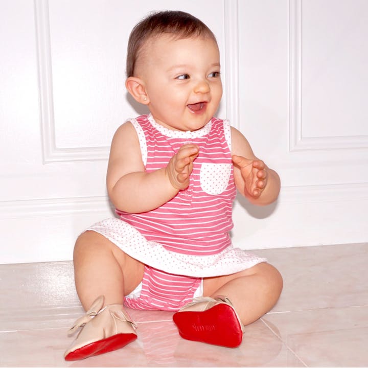 Moccasins (Nude Bow & Red Bottoms) Children's Boutique Clothing